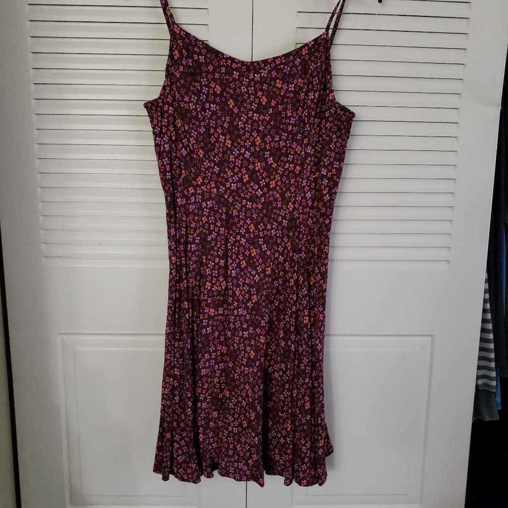Old Navy Womens Sundress Purple Orange Floral Zip Spaghetti Strap Back Zipper M
